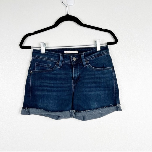 Levis 529 Curvy Bootcut DIY Shorts Blue 27 - Picture 1 of 4